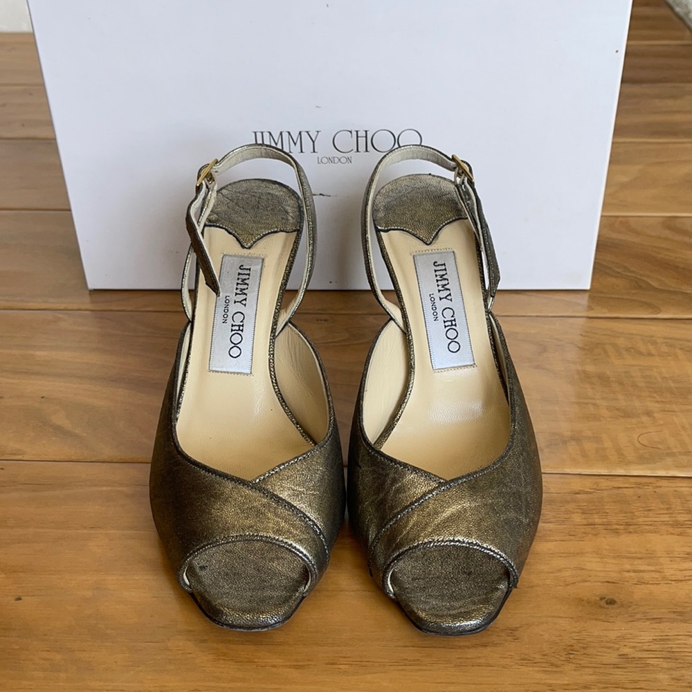 Jimmy Choo Textured Metallic Leather heels